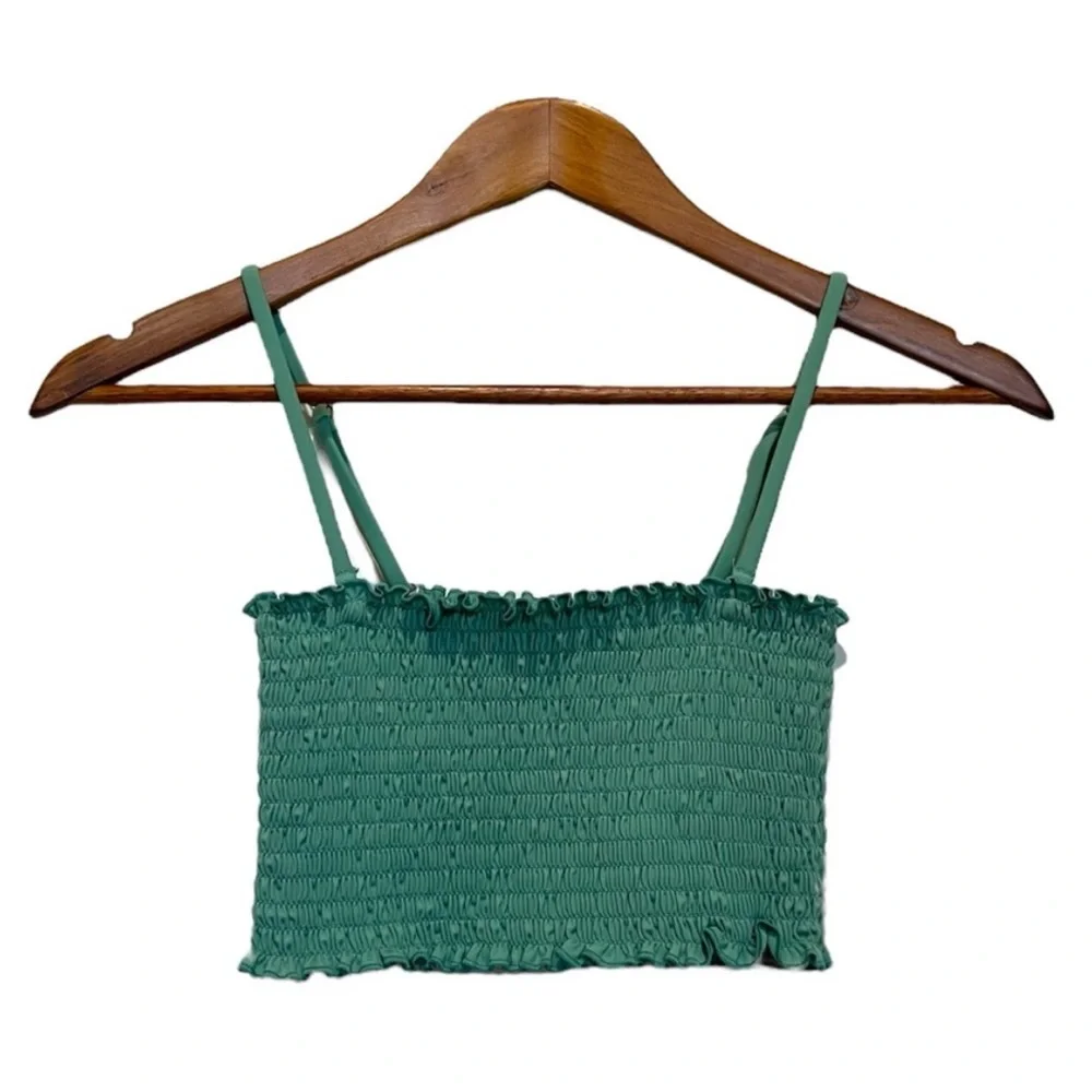 Reformation Cropped Top Stretchy Smocked Small Adjustable Spaghetti Strap Summer - Picture 8 of 8